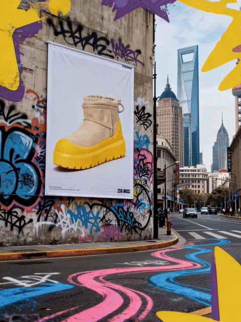 当UGG“飞”上上海高空,这就是时尚与街头艺术的终极碰撞!